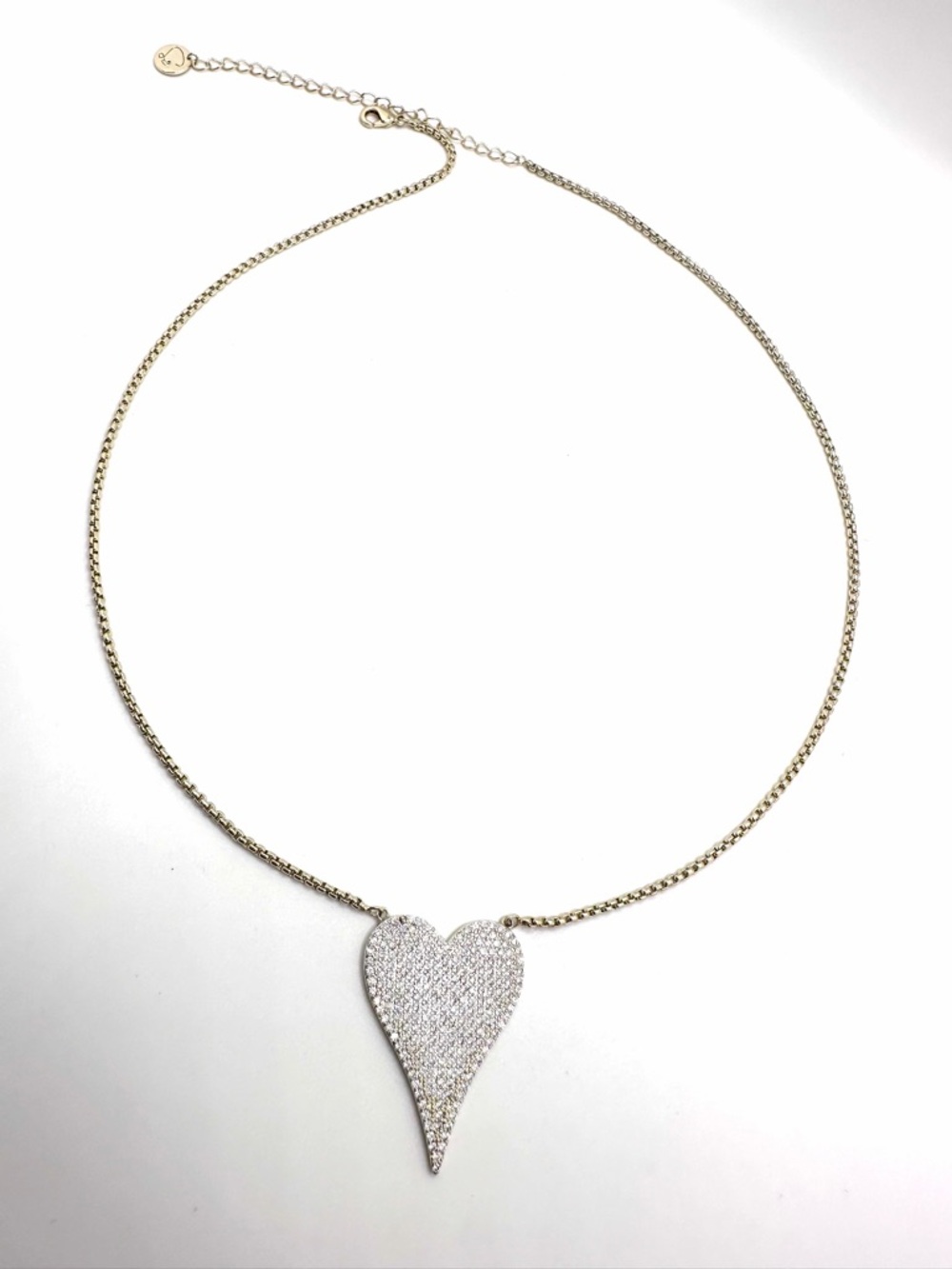 Gold Crystal Pavé Asymmetric Heart Necklace